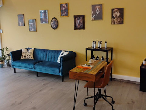 Χαρούμενος σκύλος περιμένει λιχουδιά στο Pawsh